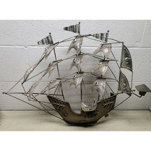 Boat Ship Wall Art Nautical Metal Home Decor Made in Mexico 26 x 6 x 21 H